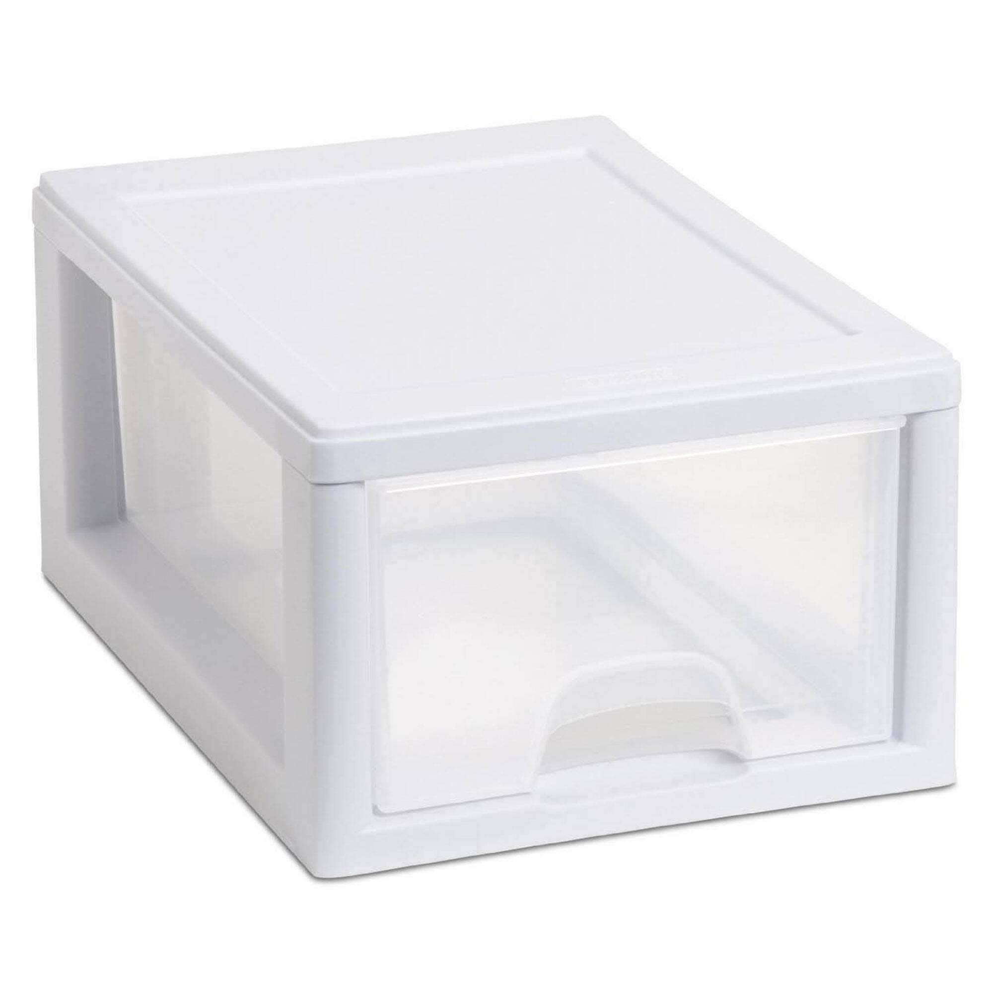 Front. Sterilite - Sterilite 20518006 Stackable Small Drawer White Frame & See-Through (18 Pack).