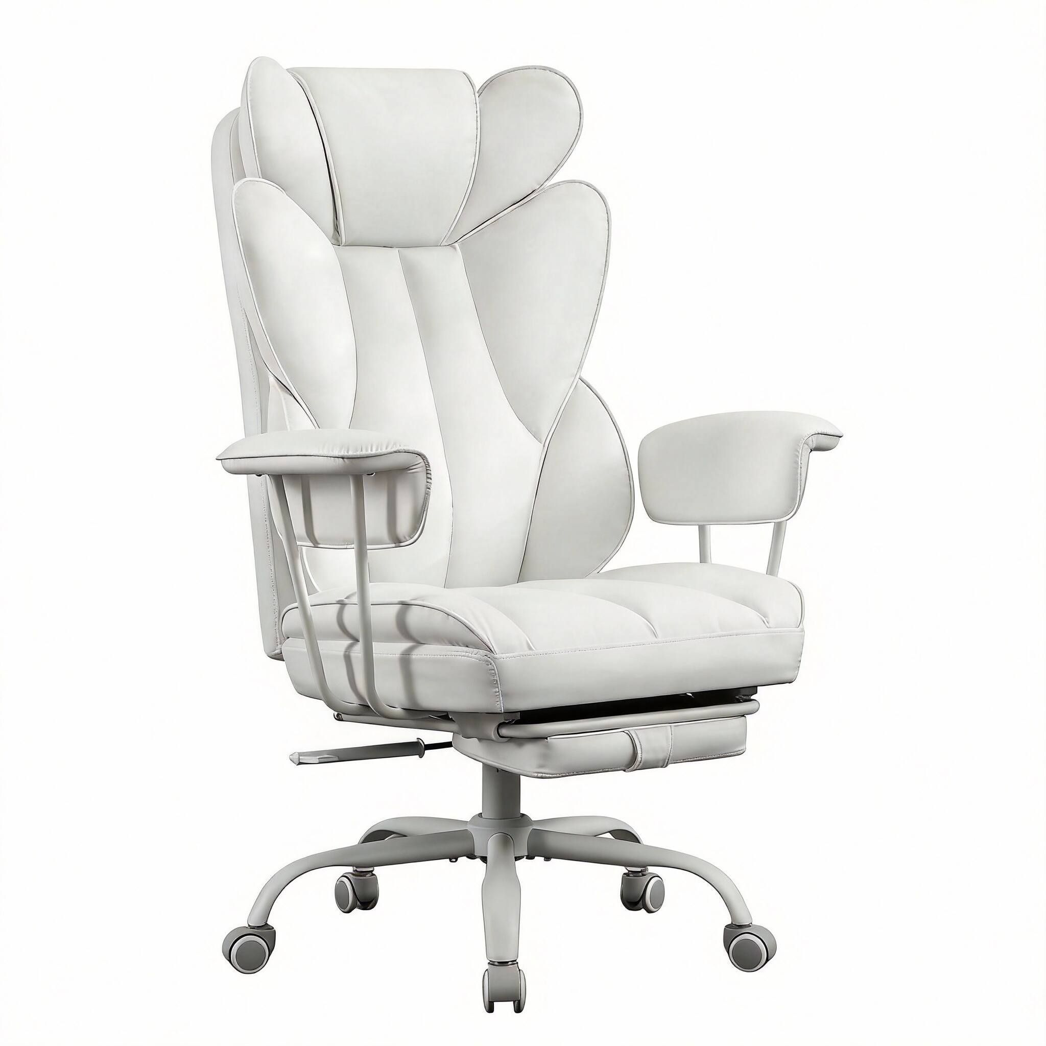 Front. Frangdom - Big Tall Ergonomic Executive Chair with Footrest Reclining High Back - White 400lb.