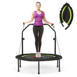 Costway - 40" Foldable Trampoline Fitness Rebounder with Resistance Bands Adjustable Home - Green