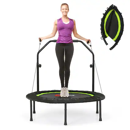 Front. Costway - Costway 40" Foldable Trampoline Fitness Rebounder with Resistance Bands Adjustable Home - Green.