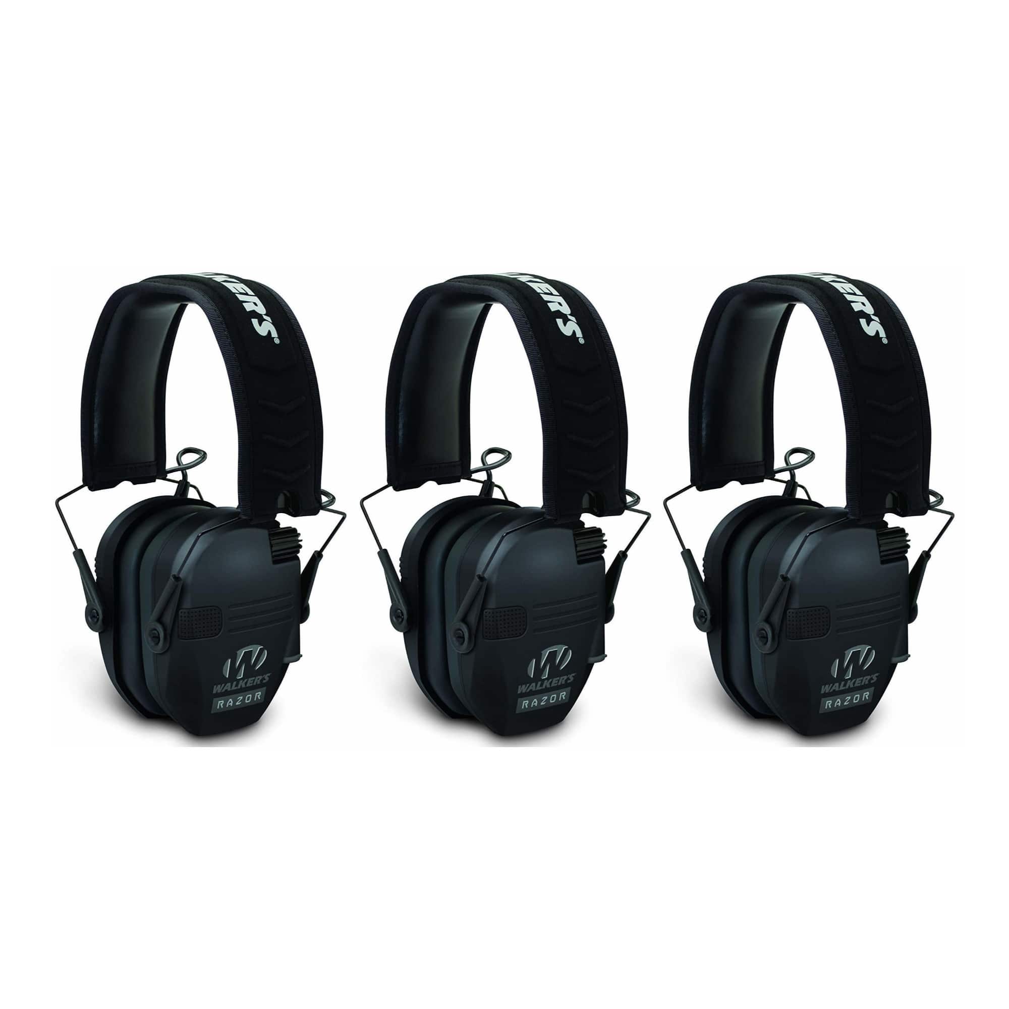 Walkers - Walker's Razor Slim Electronic Shooting Muffs 3-Pack - Black