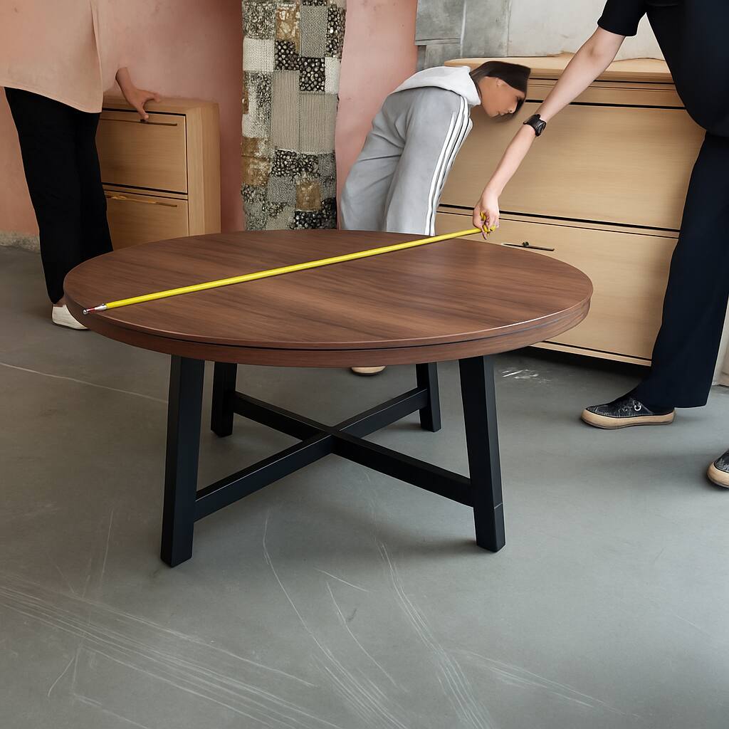 Jojoka - Kitchen Table Round Coffee Table Industrial Brown Center Tablefor Dining Room, Home Office, Living Room - Multiple colors