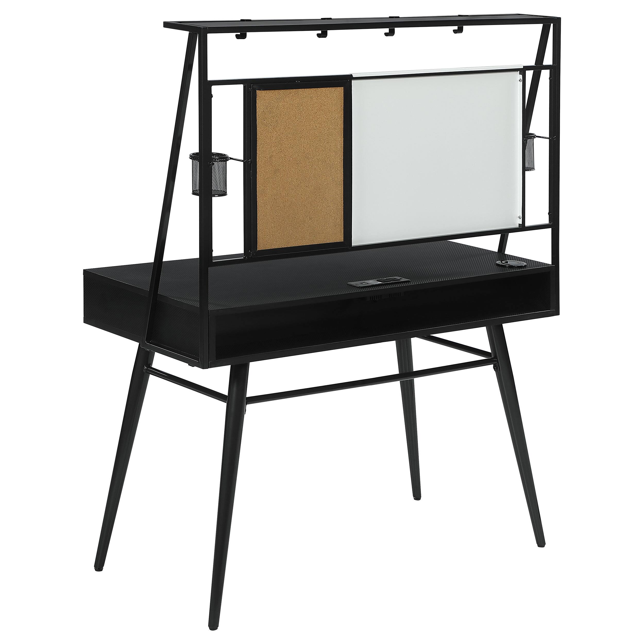 Alt View 1. APRILSOUL - Darby Black and Gunmetal Writing Desk with USB Ports - Black.