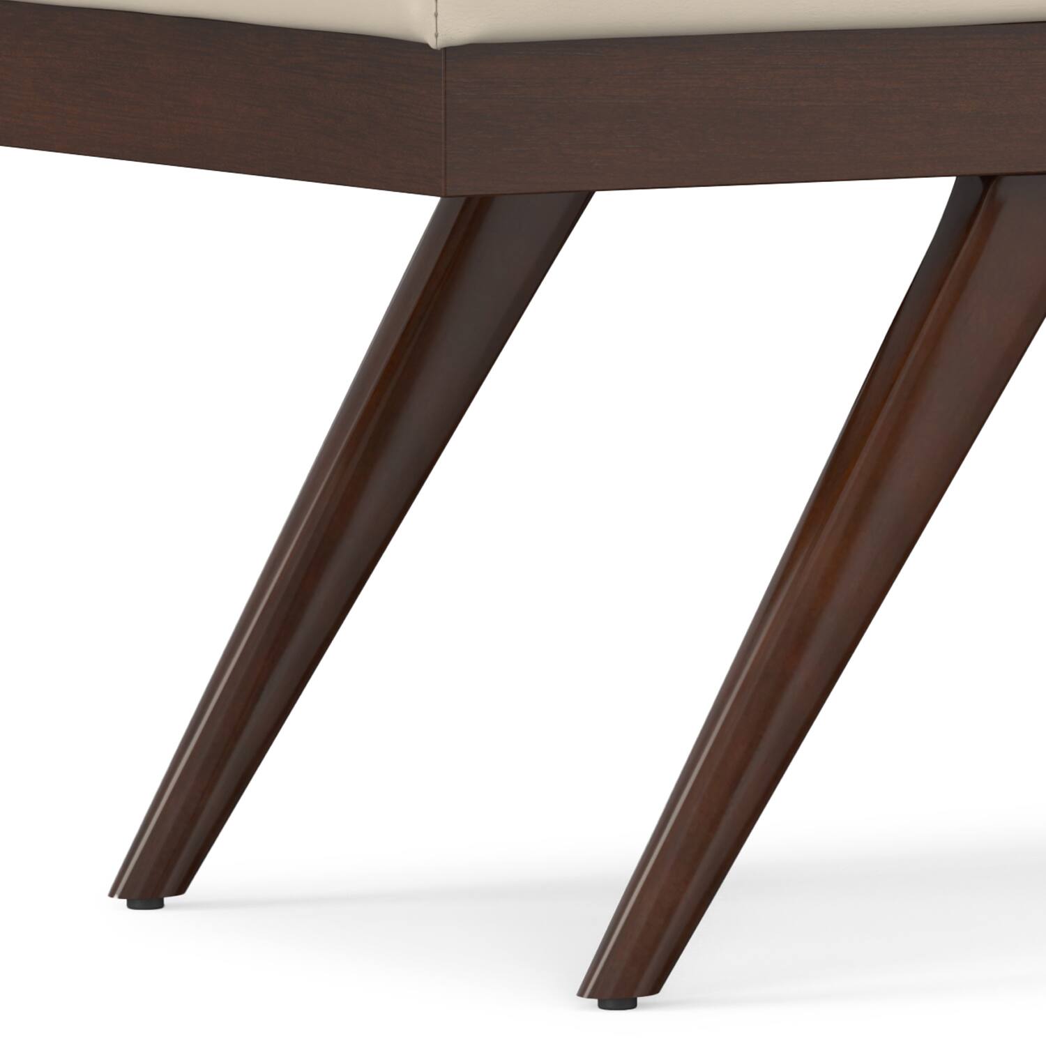 Alt View 6. Simpli Home - Chanelle SOLID HARDWOOD Mid Century Ottoman Bench in Satin Cream - Satin Cream.