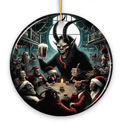 Front. OrnamentallyYou - Krampuss Unholy Revelry Ornament Dark Folklore Celebration and Spooky Dcor Circle - Multi-colored.