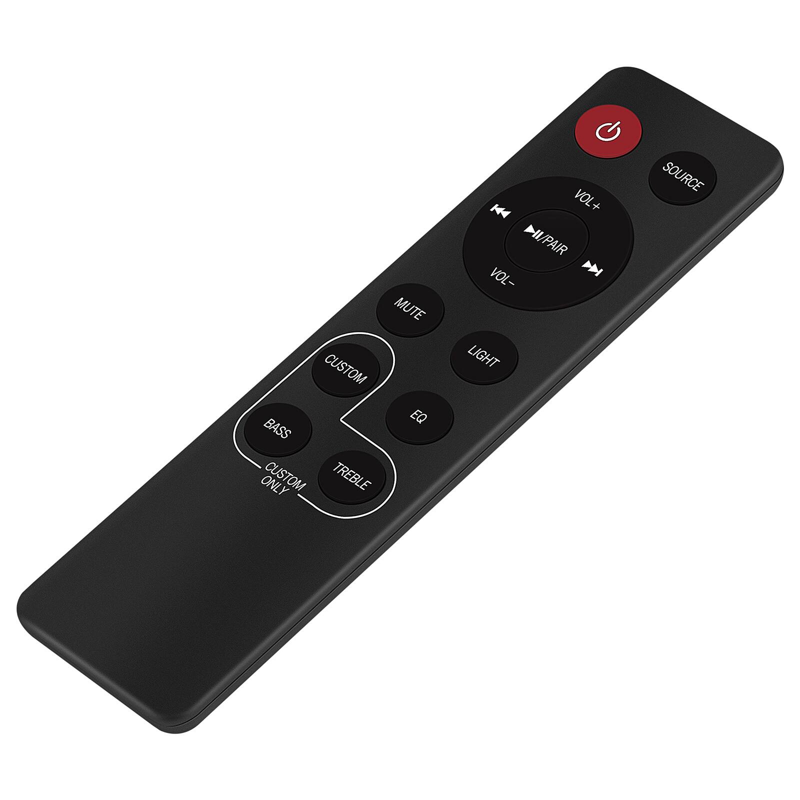 MUTE  
CUSTOM  
BASS  
CUSTOM ONLY  
TREBLE  
VOL+  
VOL-  
LIGHT SOURCE  
PAIR