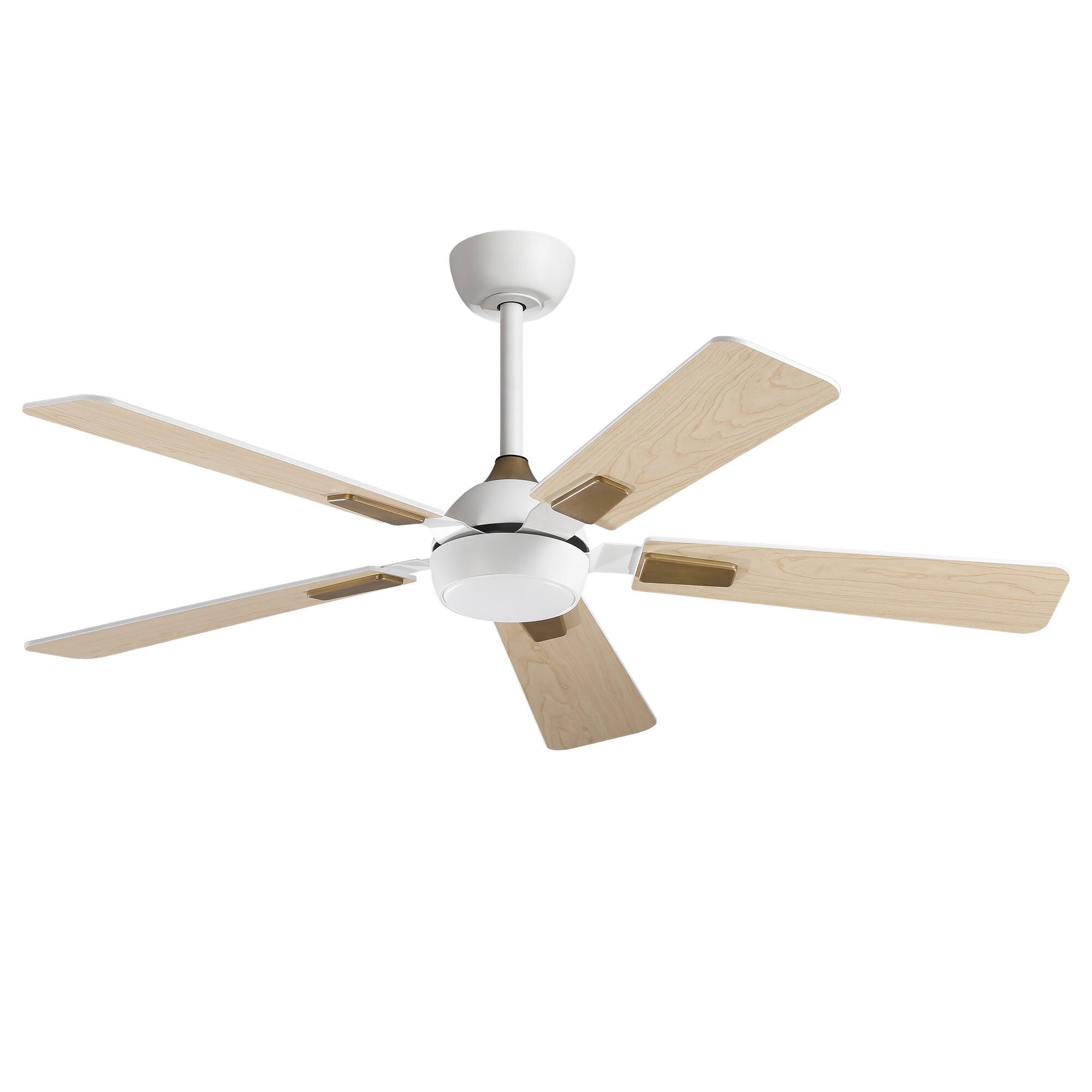 Alt View 5. Vaczon - 52 In. Modern Dimmable 3CCT LED Smart Ceiling Fan with Light, Remote and App Control, Double-Sided Blades, 6-Speed - White.