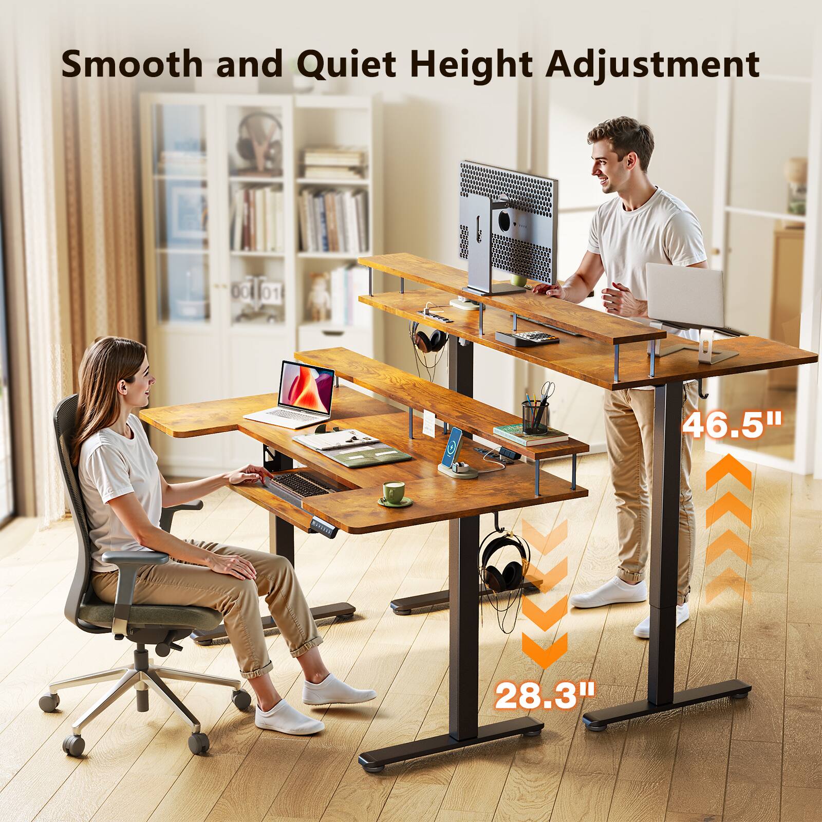 Smooth and Quiet Height Adjustment

28.3" - 46.5"