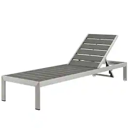 Outdoor Escape - Aluminum Outdoor Lounge Chair With Adjustable Backrest And Cushioned Seat - Gray