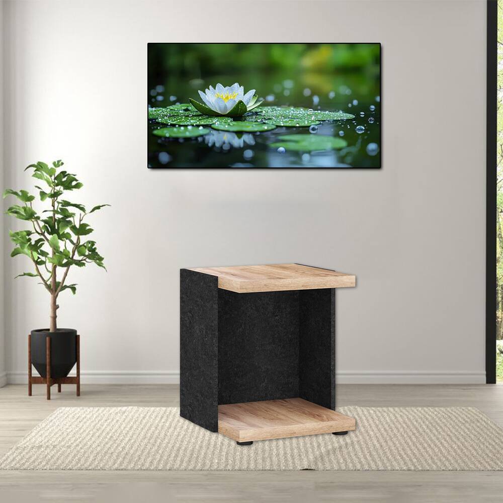 Hivvago Double Layer End Table with Open Shelf for Sofa or Living Room ...