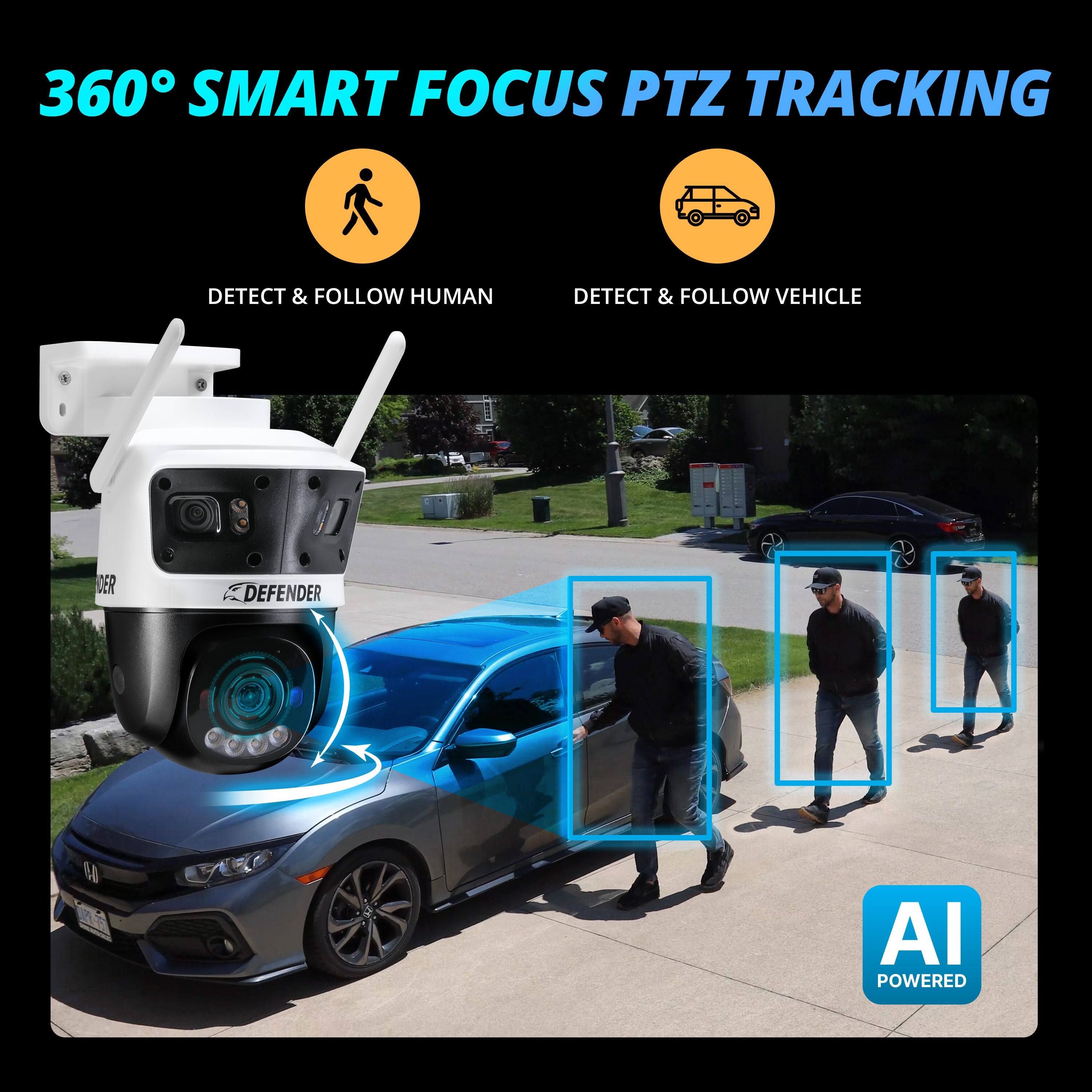 360° SMART FOCUS PTZ TRACKING

- DETECT & FOLLOW HUMAN
- DETECT & FOLLOW VEHICLE

AI POWERED