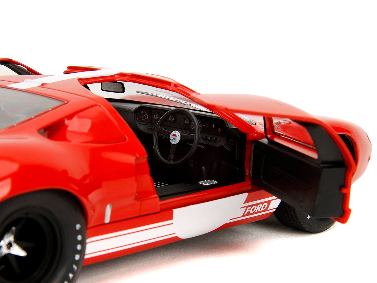 Alt View 2. Jada - Ford GT40 MK1 Red with White Stripes and Graphics "Pink Slips" Series 1/18 Diecast Model Car by Jada - Multicolor.