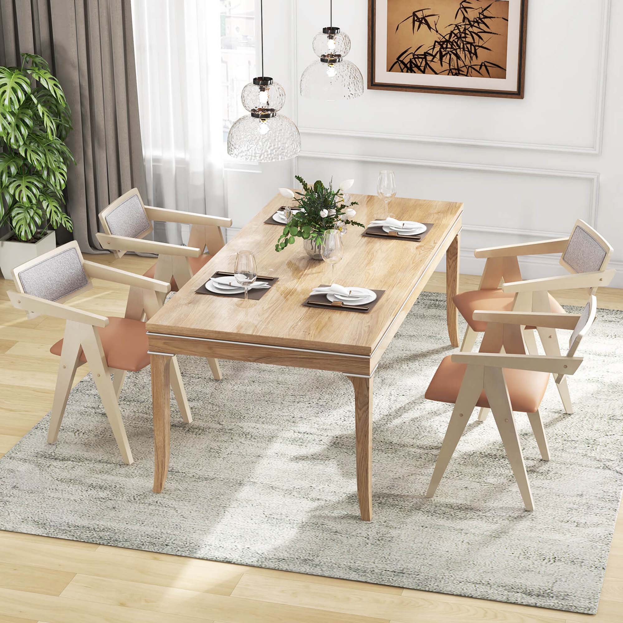 Alt View 3. Costway - Costway Modern Accent Chairs Set of 2 with Leathaire Seat Cushions &  Backrests - Beige,Fawn,Gray.