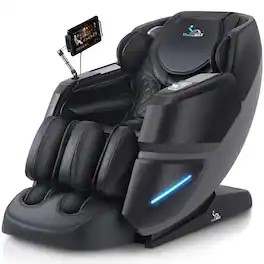 MassaMax - MT339 4D Full Body Stretch Massage Chair ,Body Scan,Extended Footrest&Foot Rollers,Heat - Deep Black