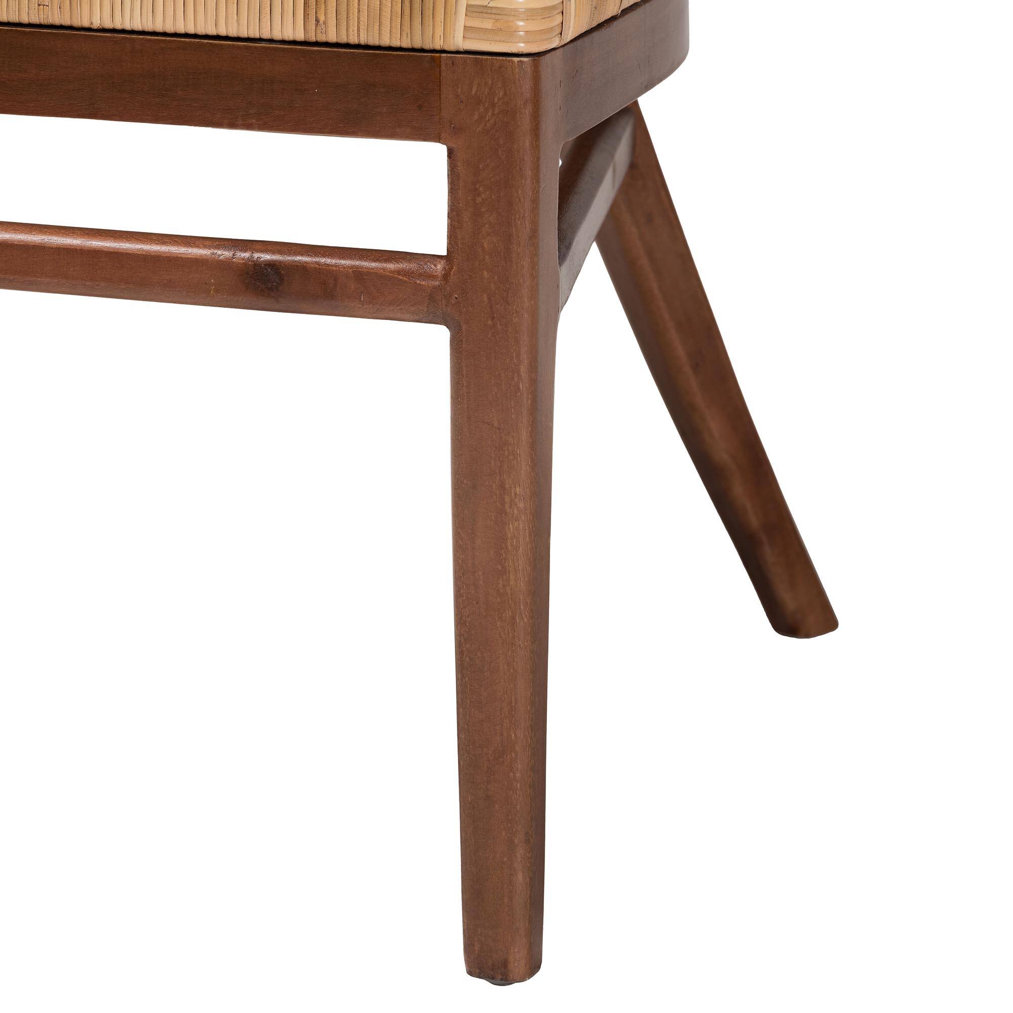 Alt View 1. bali & pari - Lumajang Bohemian Rattan and Wood 2-Piece Dining Chair Set - Light Honey/White/Walnut Brown.