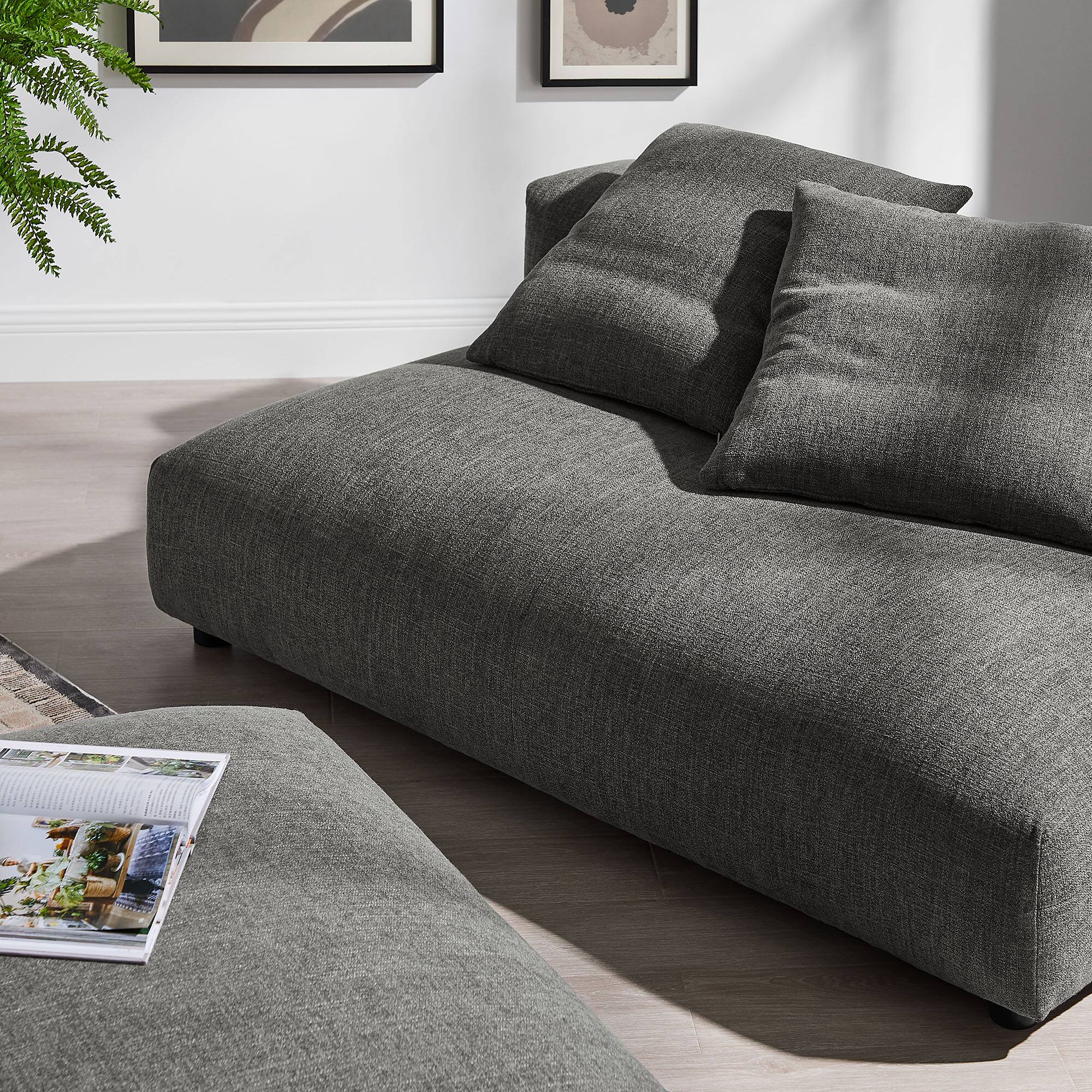 Alt View 9. Modway - Solace Modular Upholstered Fabric Armless Loveseat and Ottoman Set by Modway - Charcoal.