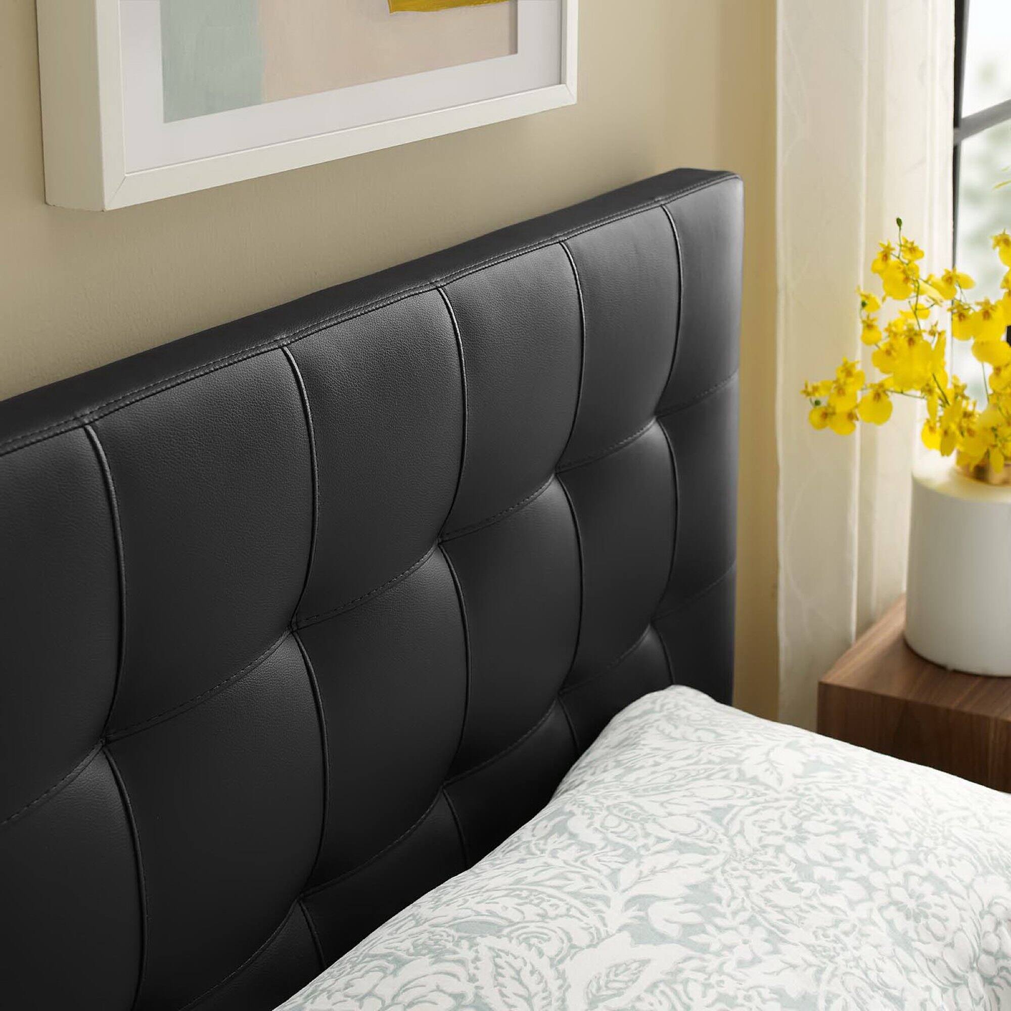 Alt View 1. Modway - Lily Upholstered Vinyl Twin Headboard by Modway - Black.