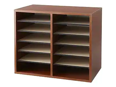 Front. Safco - Safco Literature Wood File Organizer, Cherry (9420CY) - Cherry.
