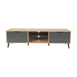 CorLiving - Cole Collection TV Stand with Cabinets for Most TVs up to 85" - Light Wood
