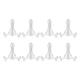 Unique Bargains - 8pcs Acrylic Easels Plate Stands 4.33 Inch Folding Display Holder for Frames Pictures Magazines - Clear