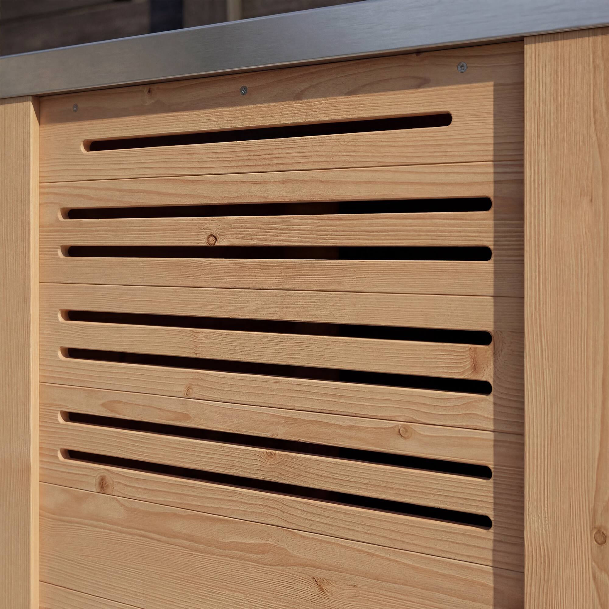 Alt View 9. Famapy - Modular Solid Cedar Outdoor Kitchen Cabinets - All-Weather Storage with Stainless Steel Top for Patio, Grill Station - Wooden.