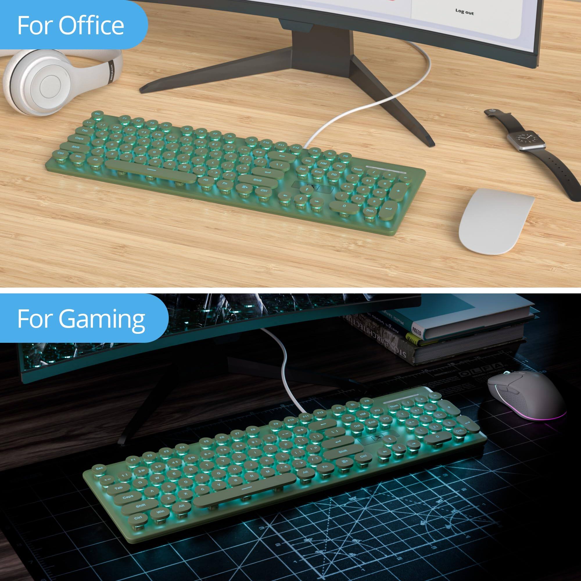 HM 1810 Quiet Wired Membrane Green Full Size Typewriter Key Board With ...