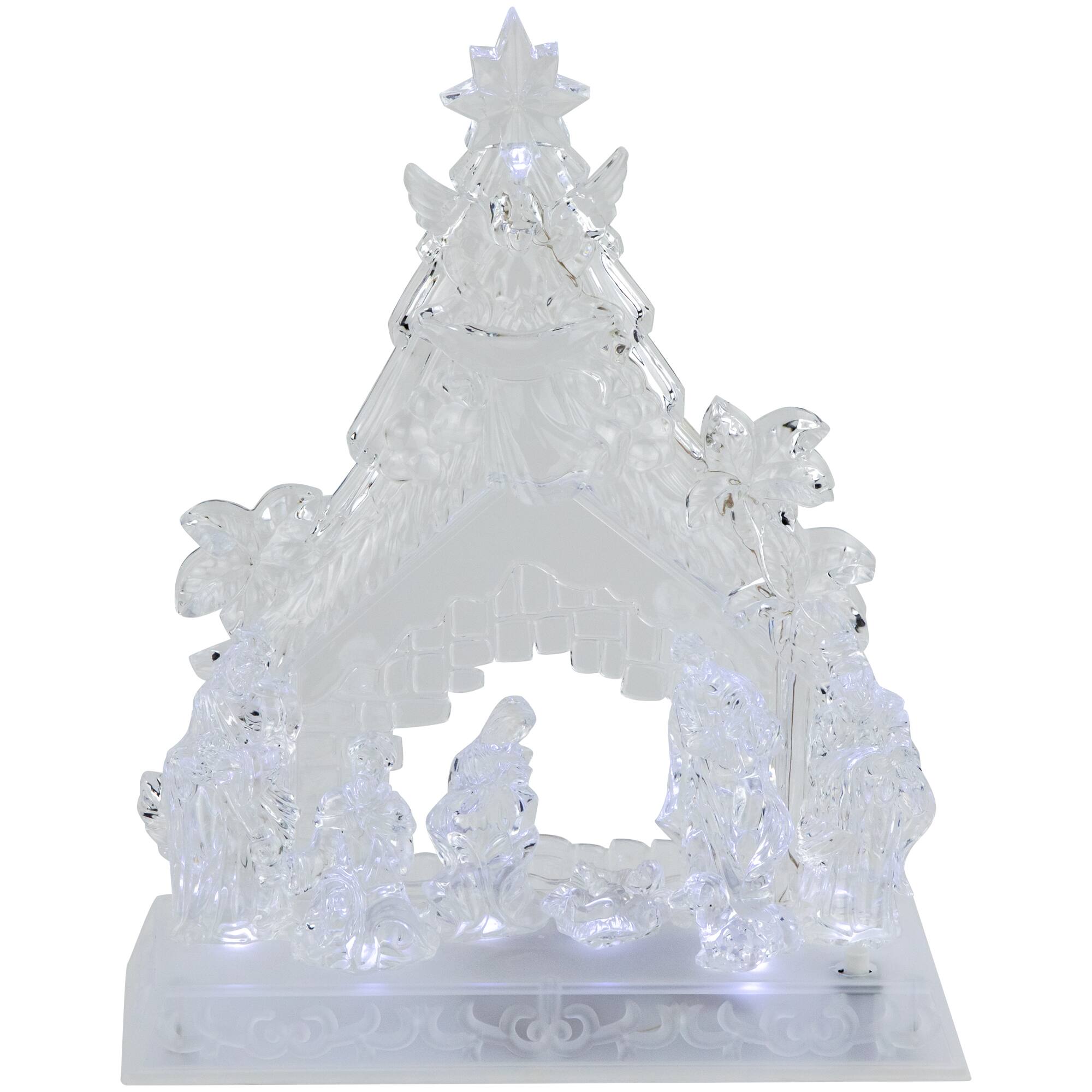 Alt View 1. Northlight - LED Lighted Nativity Scene in Stable Acrylic Christmas Decoration - 10.75" - Clear.