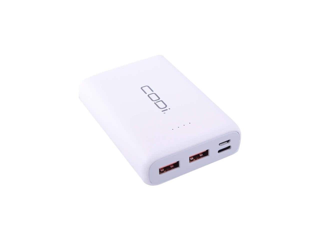 CODi - 10,000mAh Quick Charge Power Bank with USB-C, Dual USB-A & Micro-USB Input