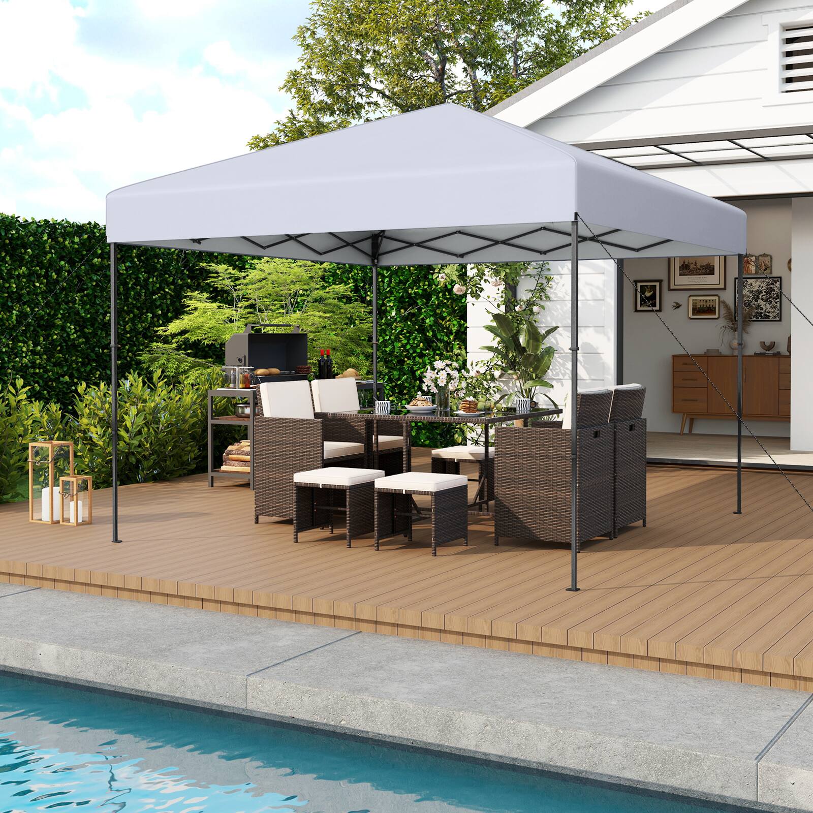 Alt View 3. Gymax - Gymax 10 X 10 FT Pop up Canopy Tent w/ Portable Carrying Bag 8 Stakes 4 Wind Ropes White - White.