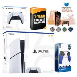 Playstation 5 Slim Disc with Extra Controller, Trigger Stop Kit and MightySkins Decal Voucher + 1 Year CPS - PlayStation 5