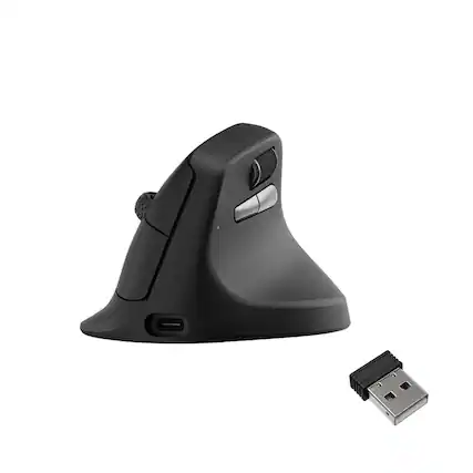Front. Keychron - M5 8K Wireless Ergonomic Mouse - Black.