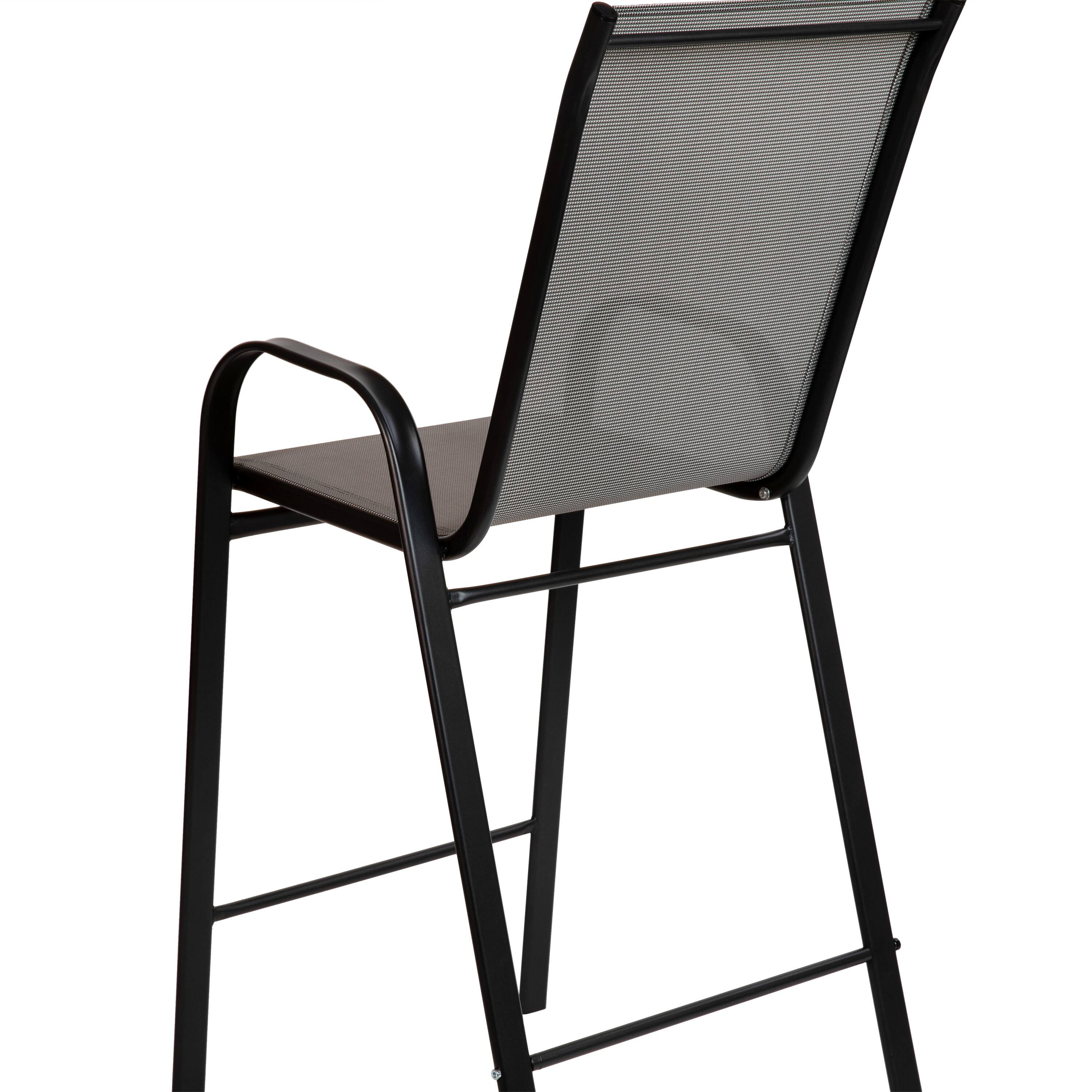 Alt View 10. Emma + Oliver - 4 Pack Outdoor Barstools with Flex Comfort Material-Patio Stool - Gray.