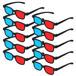 Unique Bargains - 10pcs 3D Viewing Glasses, Plastic 3D Movie Glass for TV Anaglyph Stereoscopic Projection Video Game, 6" Black Frame - Red Blue