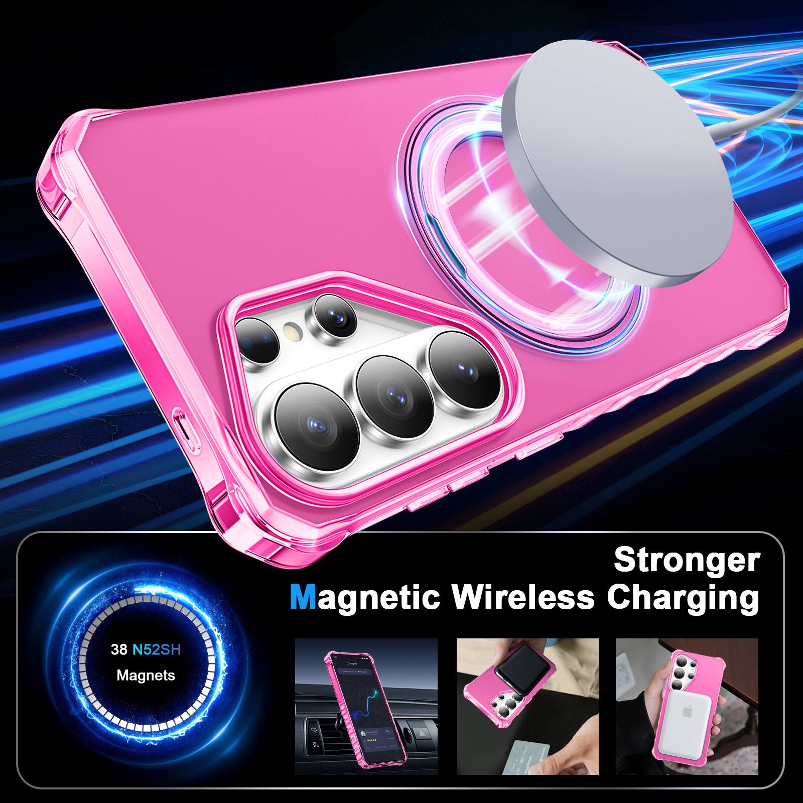 Stronger Magnetic Wireless Charging  
38 N52SH Magnets  

Magnetic Wireless Charging