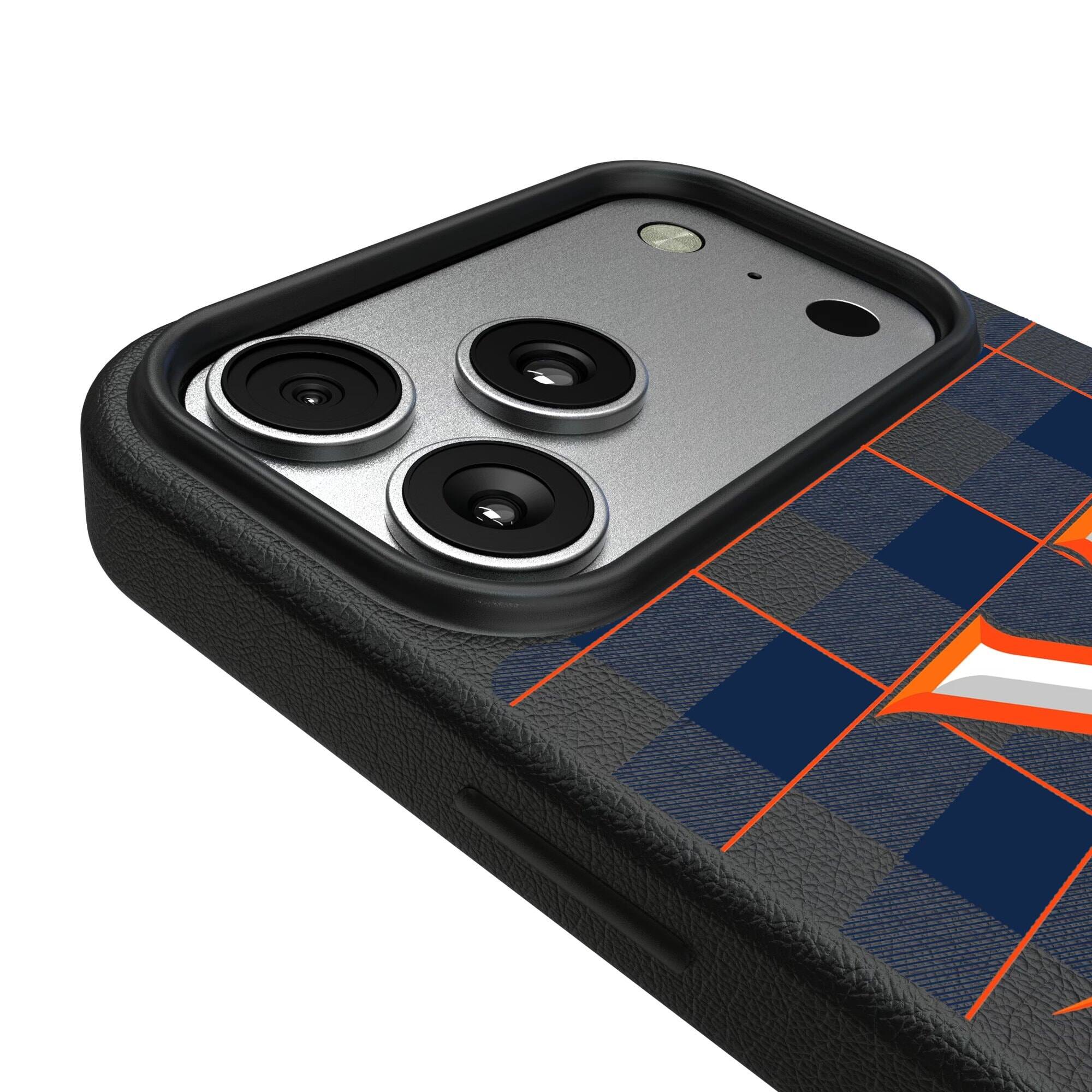 Alt View 2. Keyscaper - Virginia Cavaliers Plaid Magnetic Bump iPhone Case - 15 Pro Max - Black.