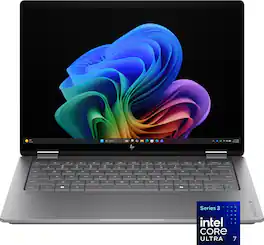HP - OmniBook X Flip 2-in-1 - 14" 2K OLED Touchscreen Laptop - Intel Core Ultra 7 (2026) - 16GB Memory - 1TB SSD - Copilot+ - Meteor Silver