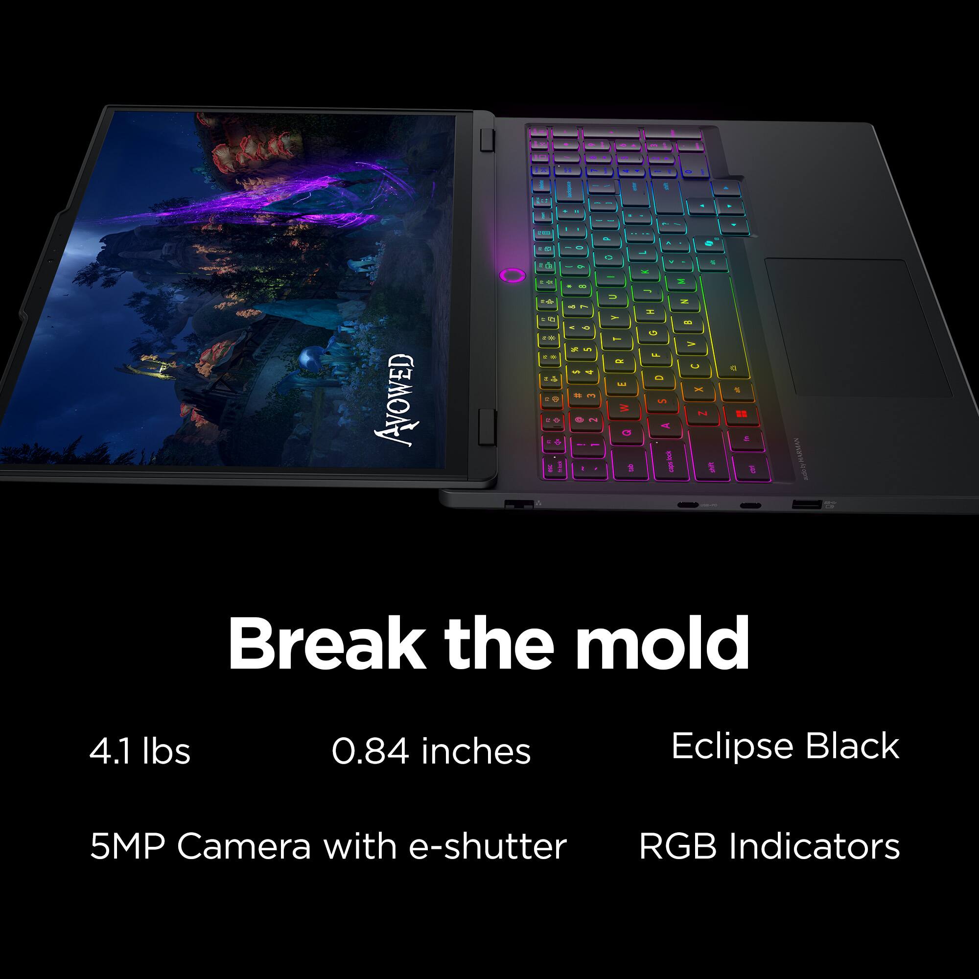 Break the mold 4.1 lbs 0.84 inches Eclipse Black 5MP Camera with e-shutter RGB Indicators