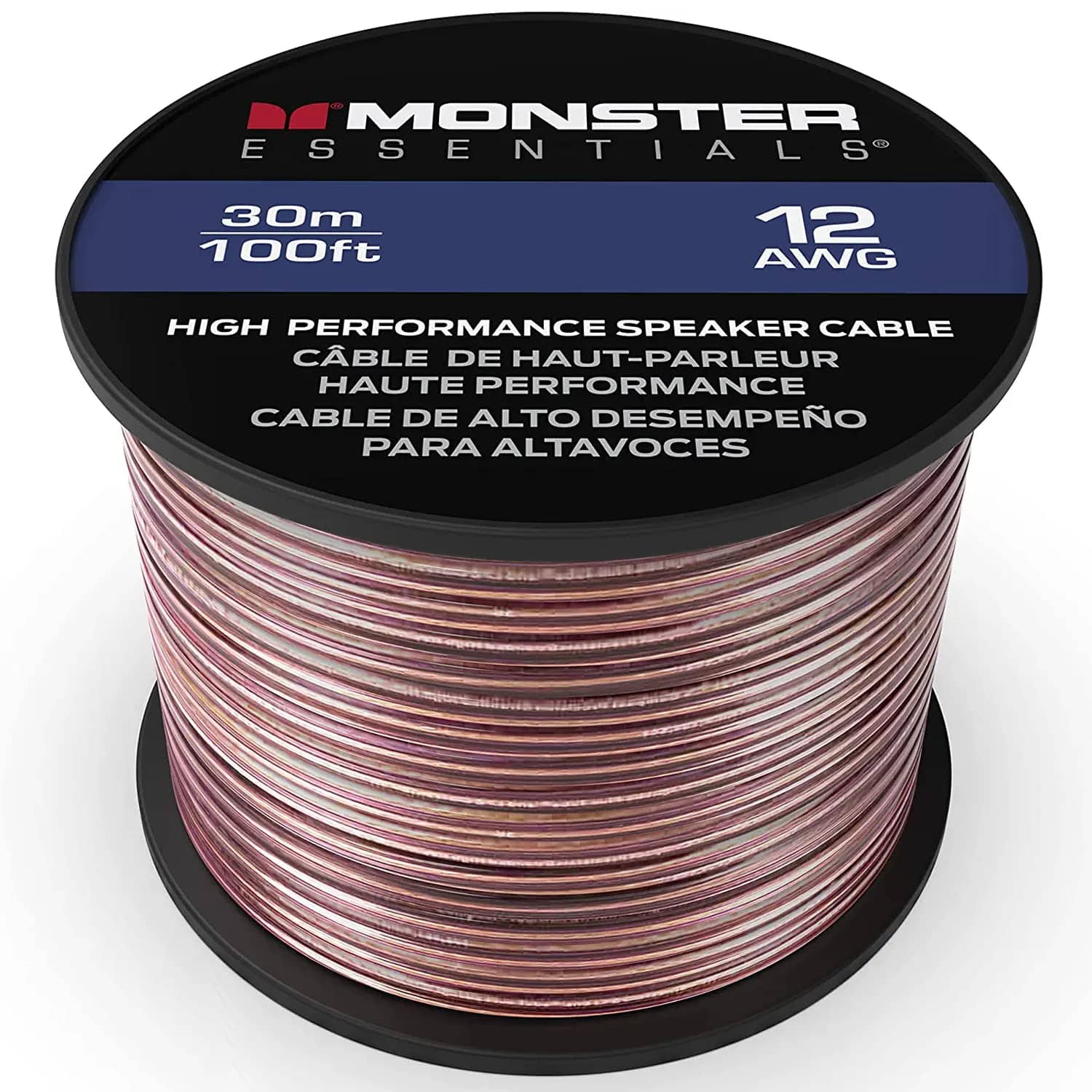 Monster - XP Copper Clad Aluminum (CCA) Speaker Wire 12 Gauge Cable 100 FT Spool - Ideal for Home Cinema Cables - Rose Gold