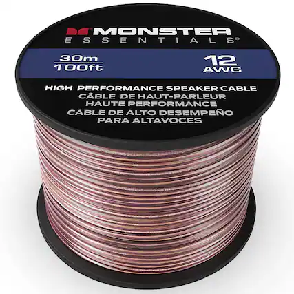MONSTER E ESSENTIALS 30m 100ft 12 AWG HIGH PERFORMANCE SPEAKER CABLE CÀBLE DE HAUT-PARLEUR HAUTE PERFORMANCE CABLE DE ALTO DESEMPEÑO PARA ALTAVOCES