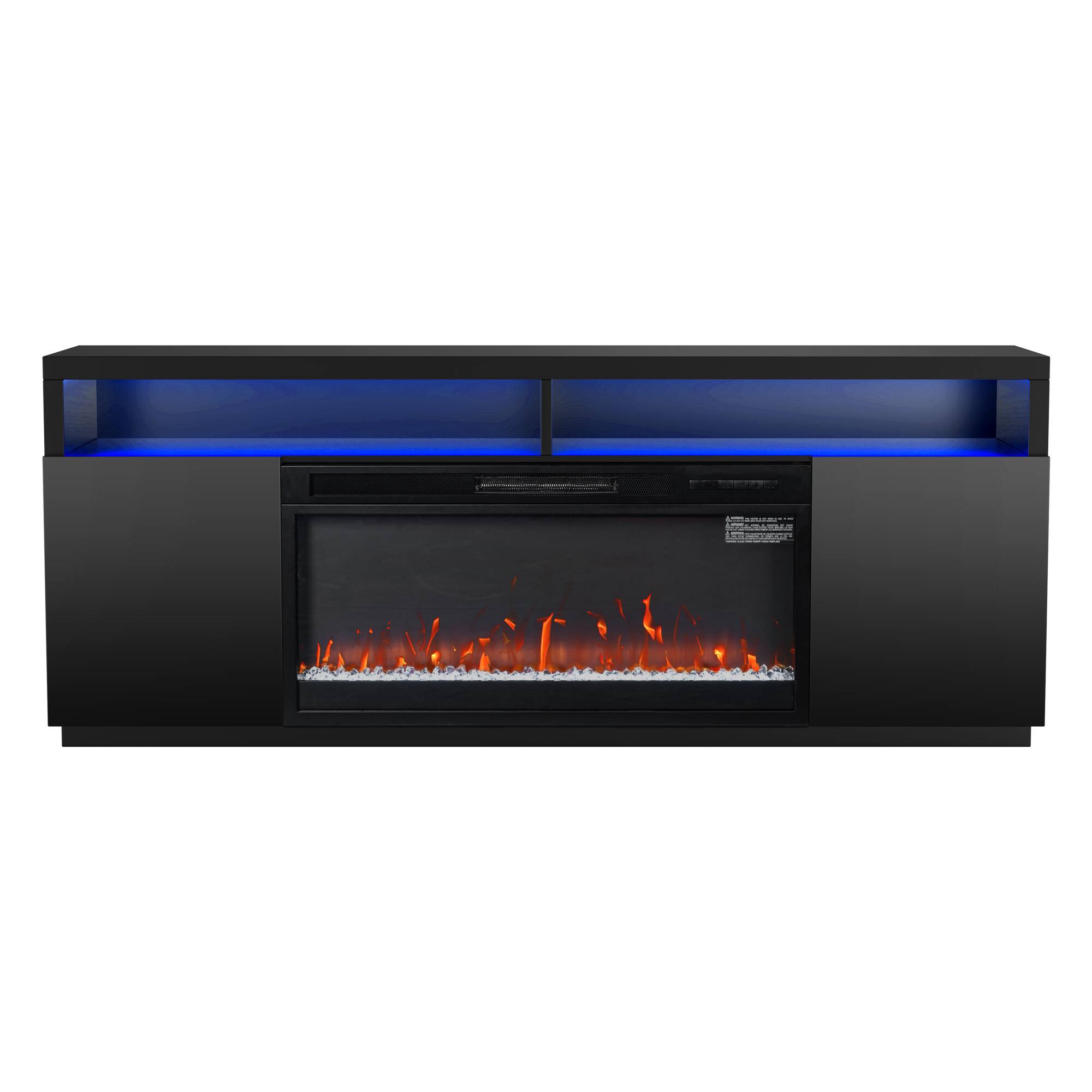 Alt View 9. Ihomeadore - 68" Black LED TV Stand with Storage and 36" Insert Electric Fireplace for TVs up to 78" - Black.