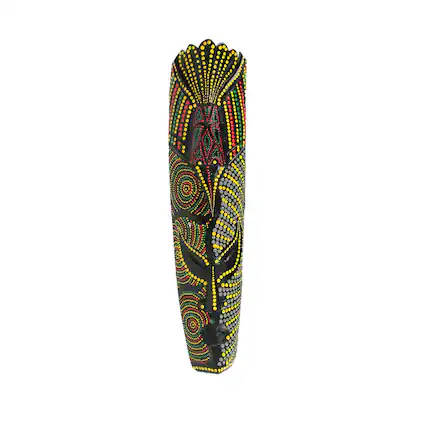 Front. Zeckos - Topang Burang Aborigine Mask Hand Crafted Wall Decor 20 Inch - Multicolored.