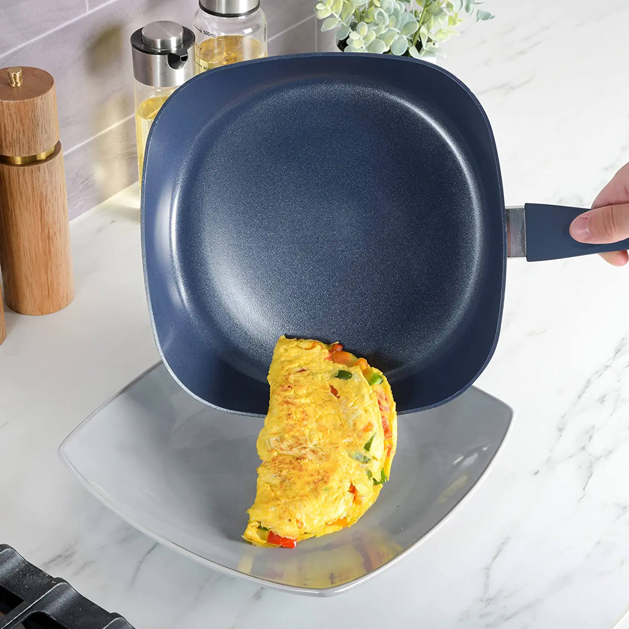 Alt View 6. Gibson - Soho Lounge Diamond 10 Piece Ceramic Nonstick Aluminum Cookware Set in Blue - Blue.