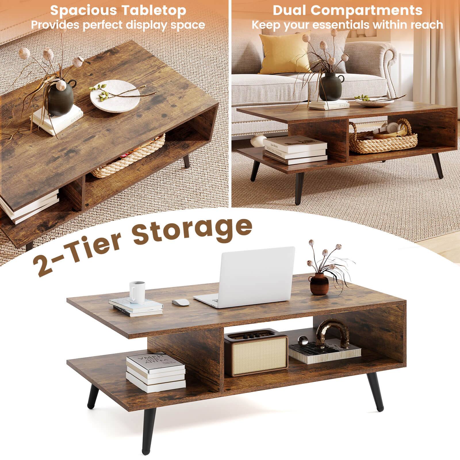Spacious Tabletop  
Provides perfect display space  

Dual Compartments  
Keep your essentials within reach  

2-Tier Storage