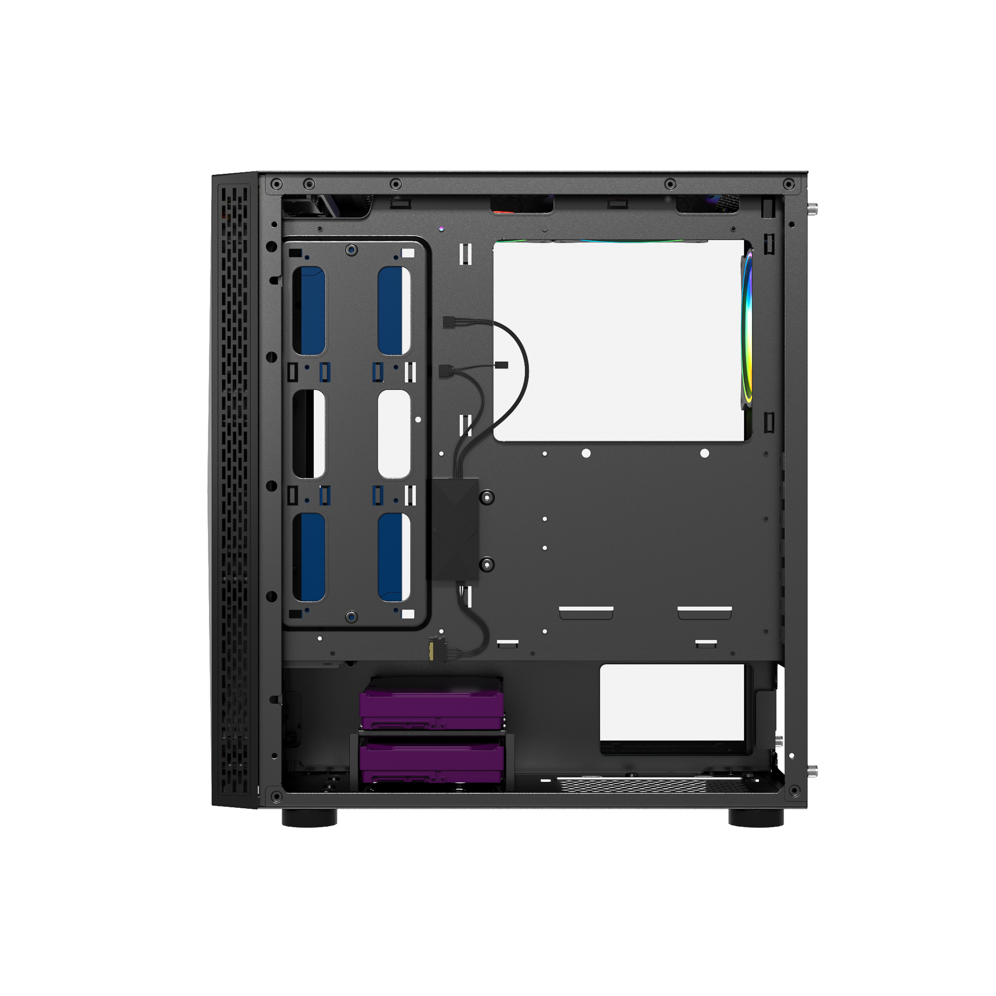 Alt View 2. Bluegears - b-BlackWidow-RGB Black Gaming PC case, include 3 x PWM 120mm ARGB Fans, Fan Controller with Remote, Support up to EATX. - Black.