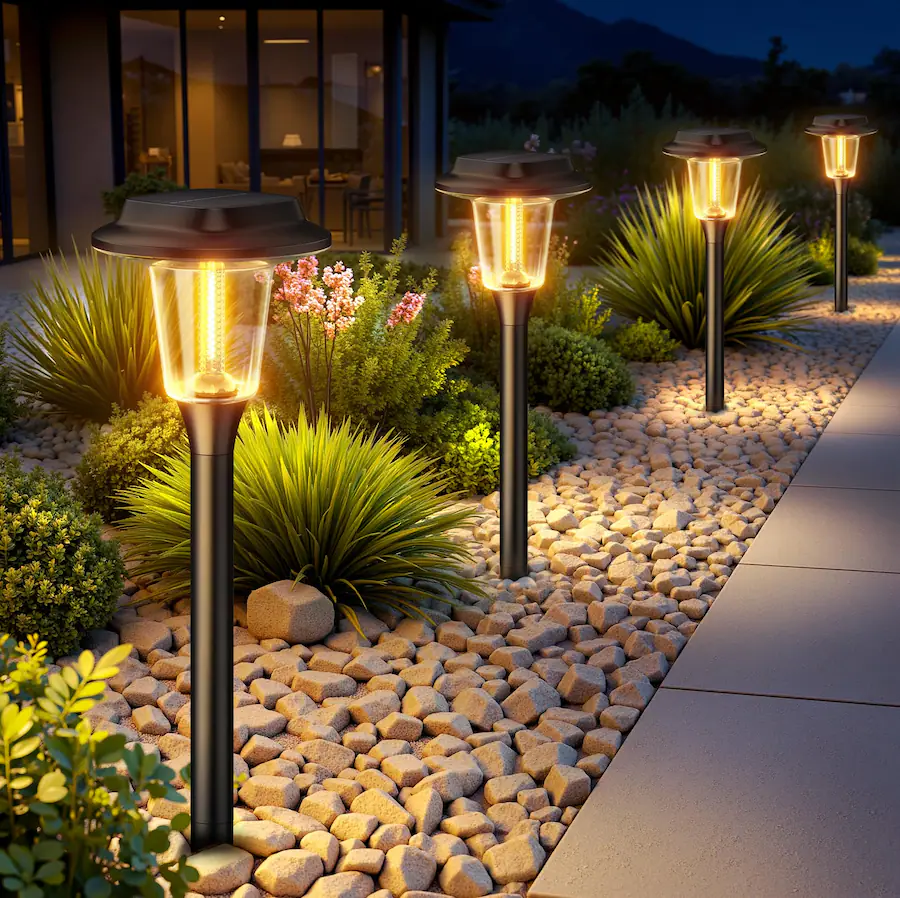 Shielded Path Lights Dazzed Corner Solar Pathway Lights Outdoor, 8 Pack Solar Powered ...