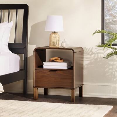 Walker Edison Modern Curved Frame 1 Drawer Solid Wood