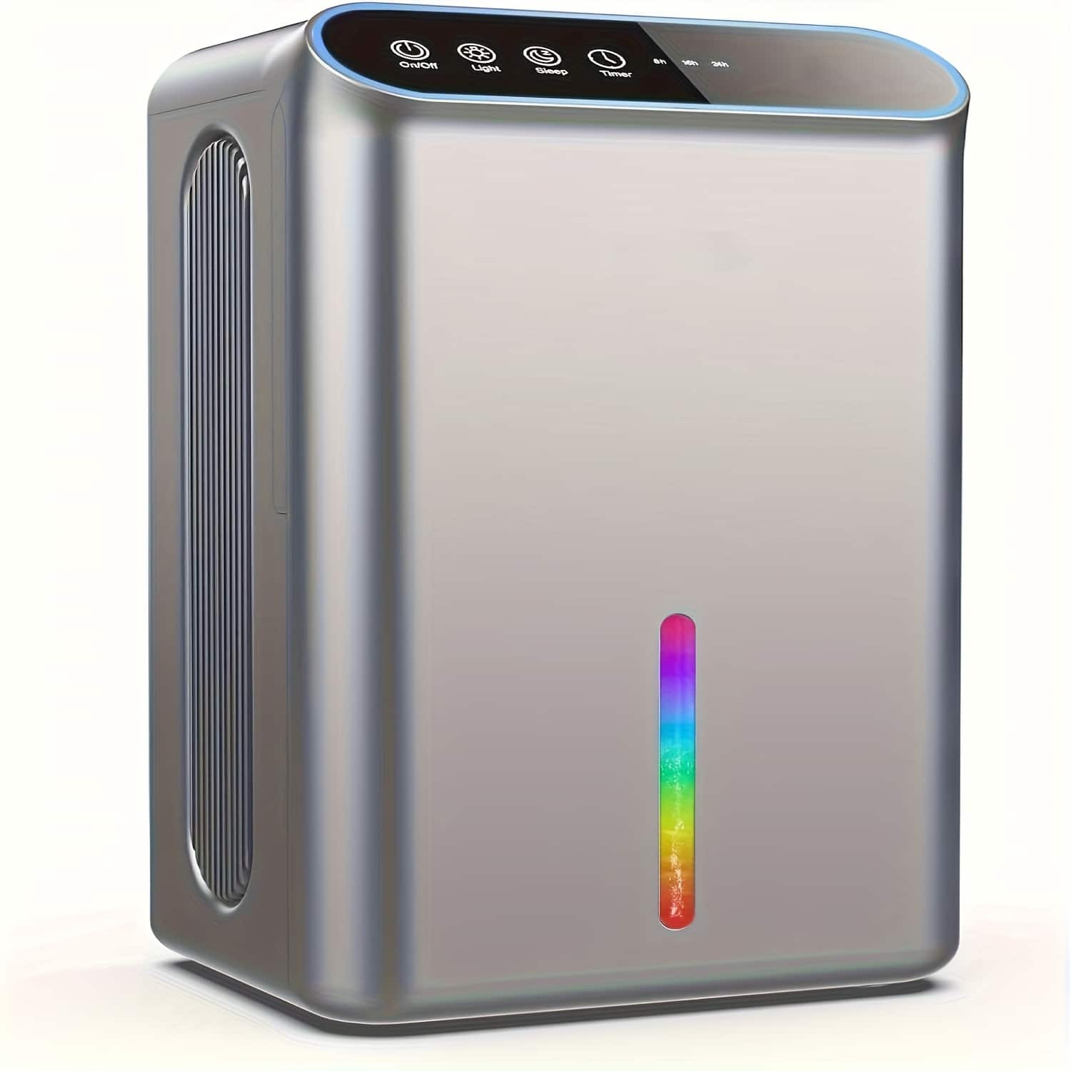 Teendow - 2.5L Portable Dehumidifier for 300 Sq. Ft Home with Colorful LED Lights, High-Efficiency Air Dryer - Sliver