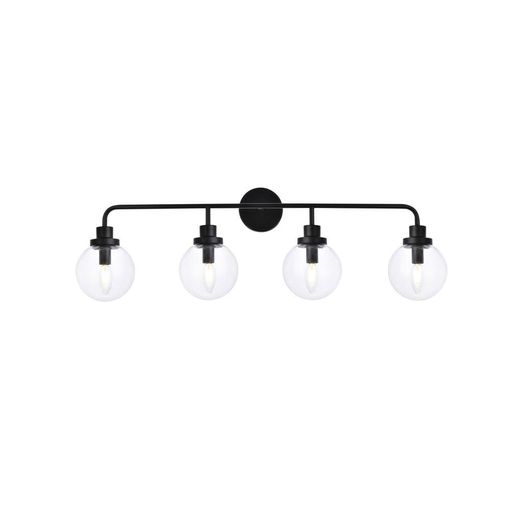 Alt View 3. Living District - Hanson 4 lights bath sconce in black with clear shade - Black And Clear Shade.