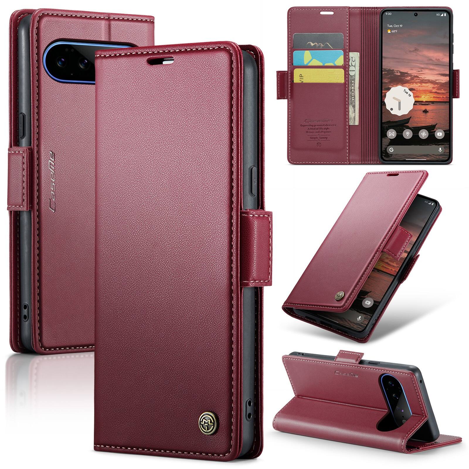 UUCOVER - Magnetic Wallet Case for Google Pixel 11 Pro XL,Shockproof Leather+TPU RFID Blocking Card Slots Cash Pocket Stand Cover - Winered price history on PriceWatchPro