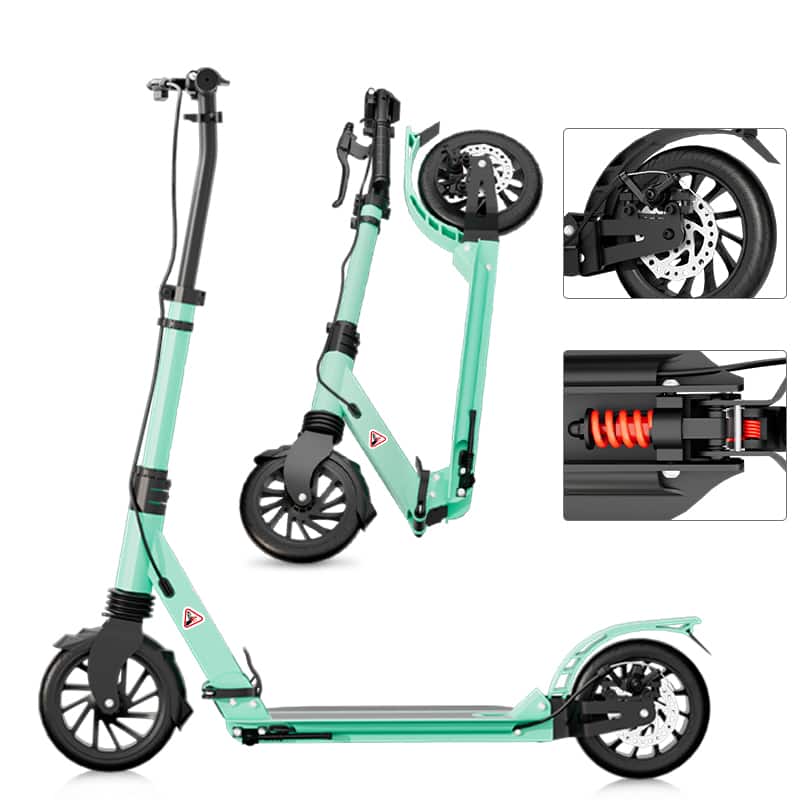 Wildaven - Foldable Mobility Scooter with Adjustable Height, Anti-Slip Deck, 6+ Years Old - Green